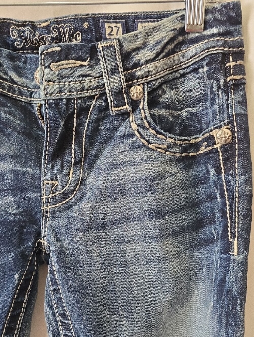 Miss Me Blue Faded Distressed Skinny Jeans - Picture 4 of 11